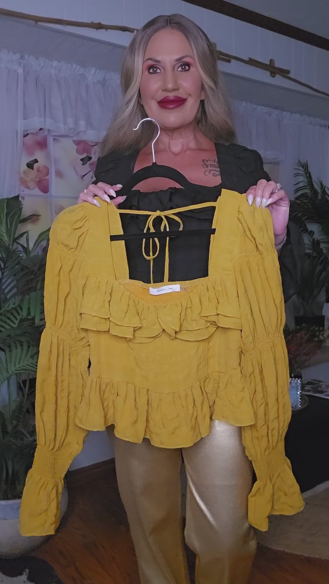 Boho Shirred Smocked Peplum Top
