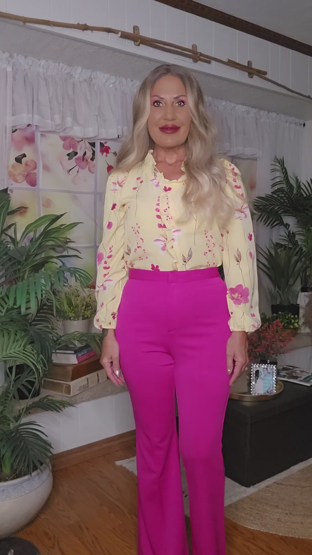 Fuchsia Fitted Pants with a Little Flare