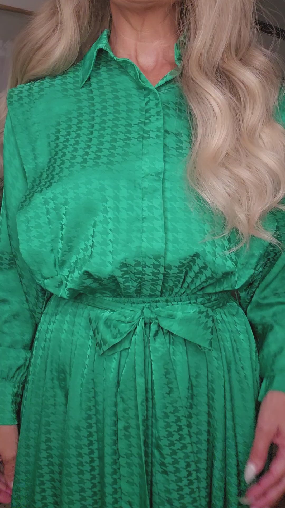 Green Dolman Long Sleeves Dress