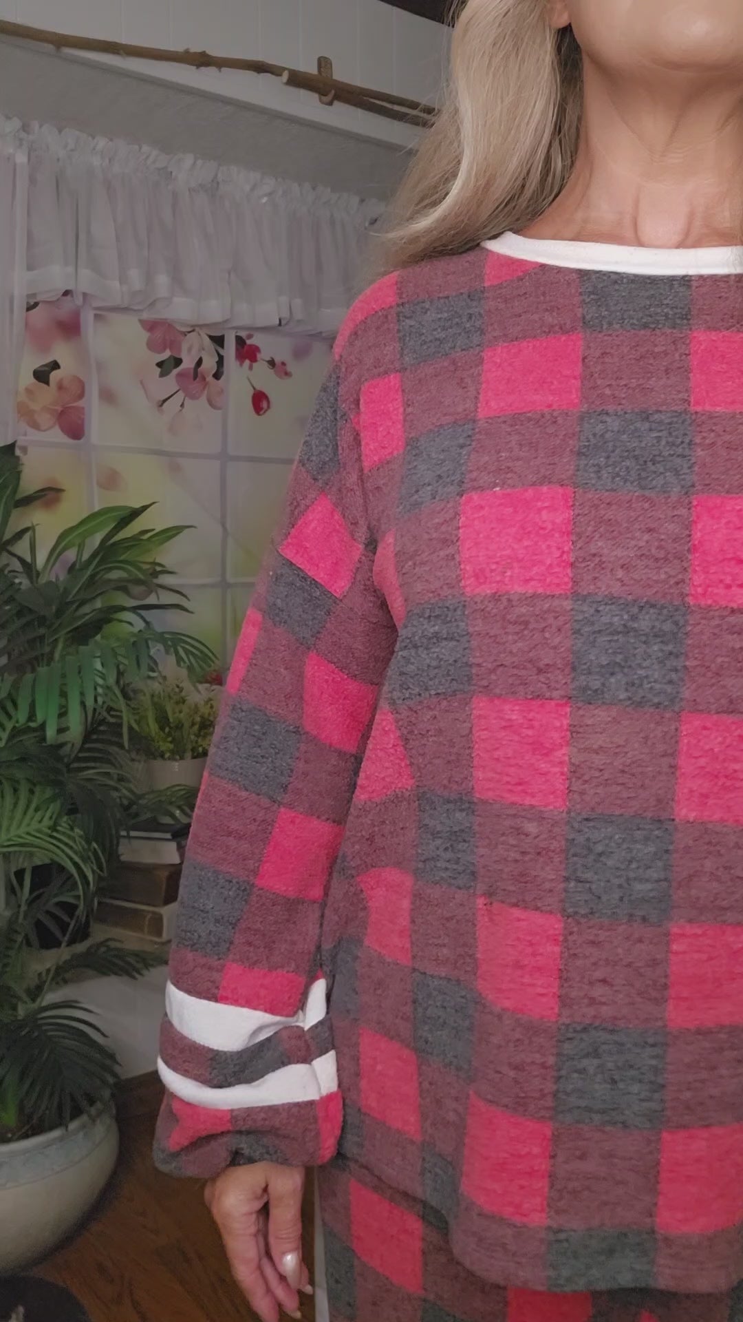 Red/Black Buffalo Plaid Top & Pants Loungewear Set
