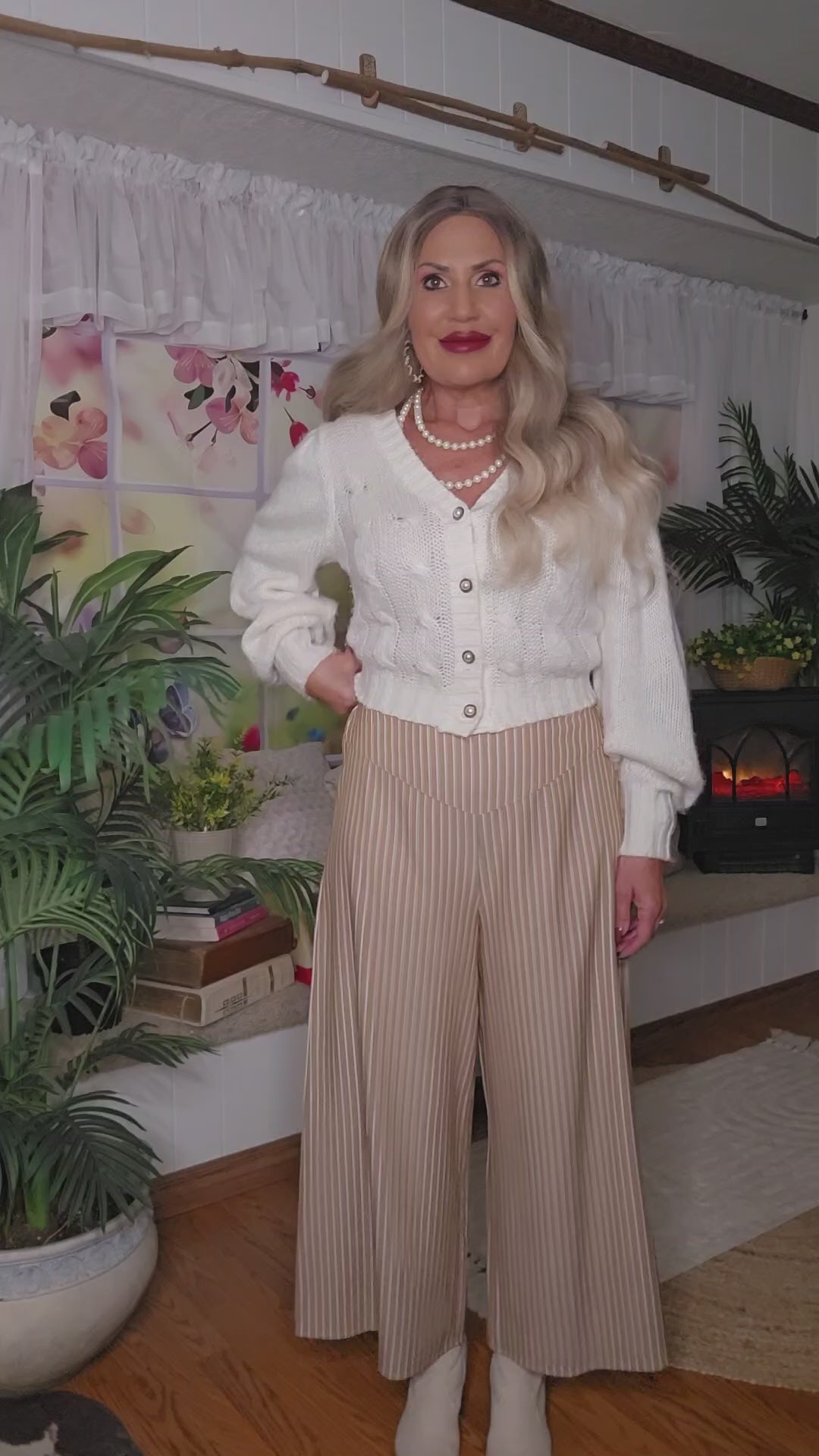 Pin Stripe Wide Leg Pants
