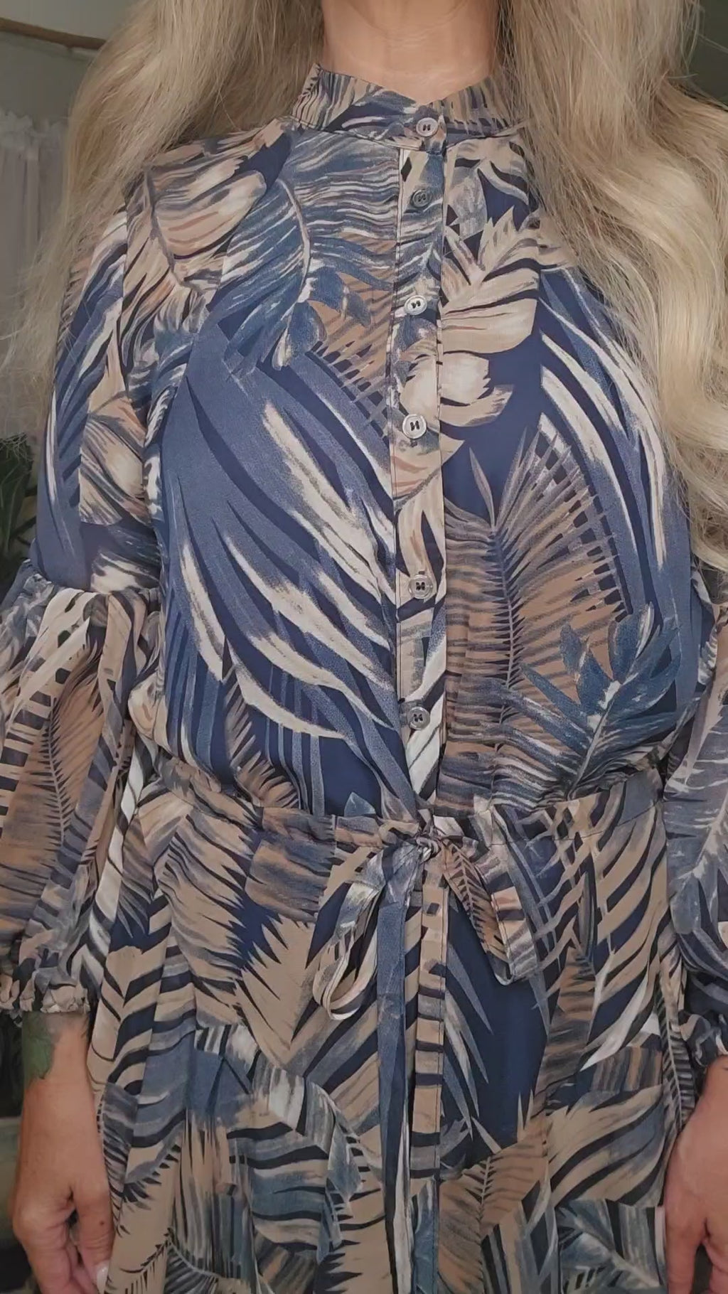 Long Sleeves Navy & Taupe Tunic/Dress