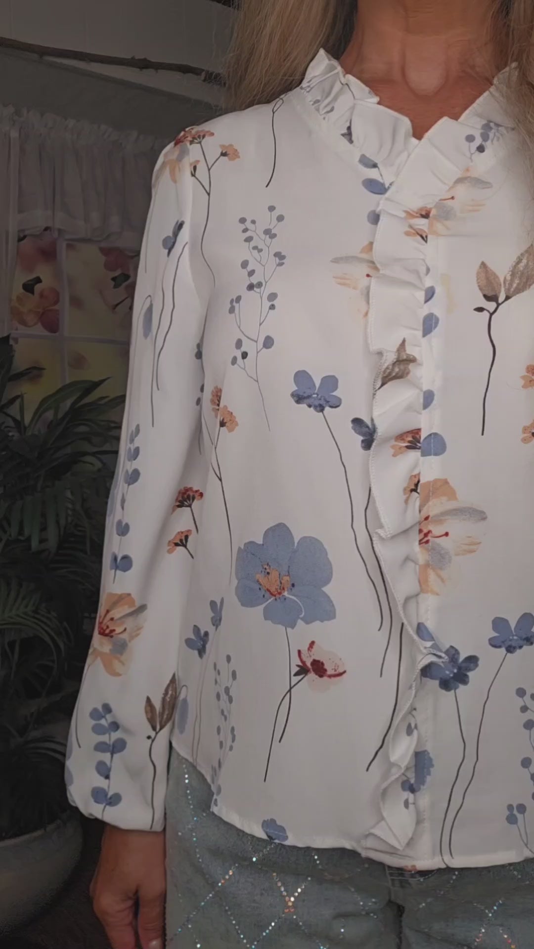 Floral Ruffle Detail Blouse