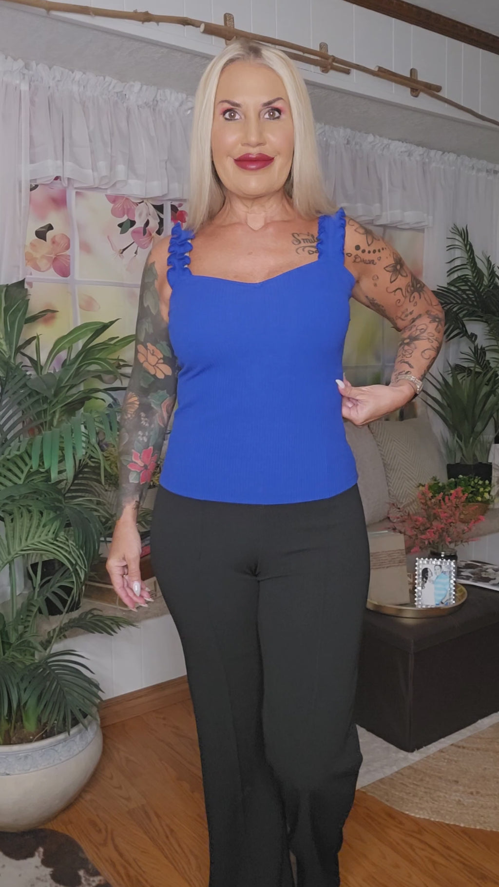 Ribbed/Ruffled Tank Top