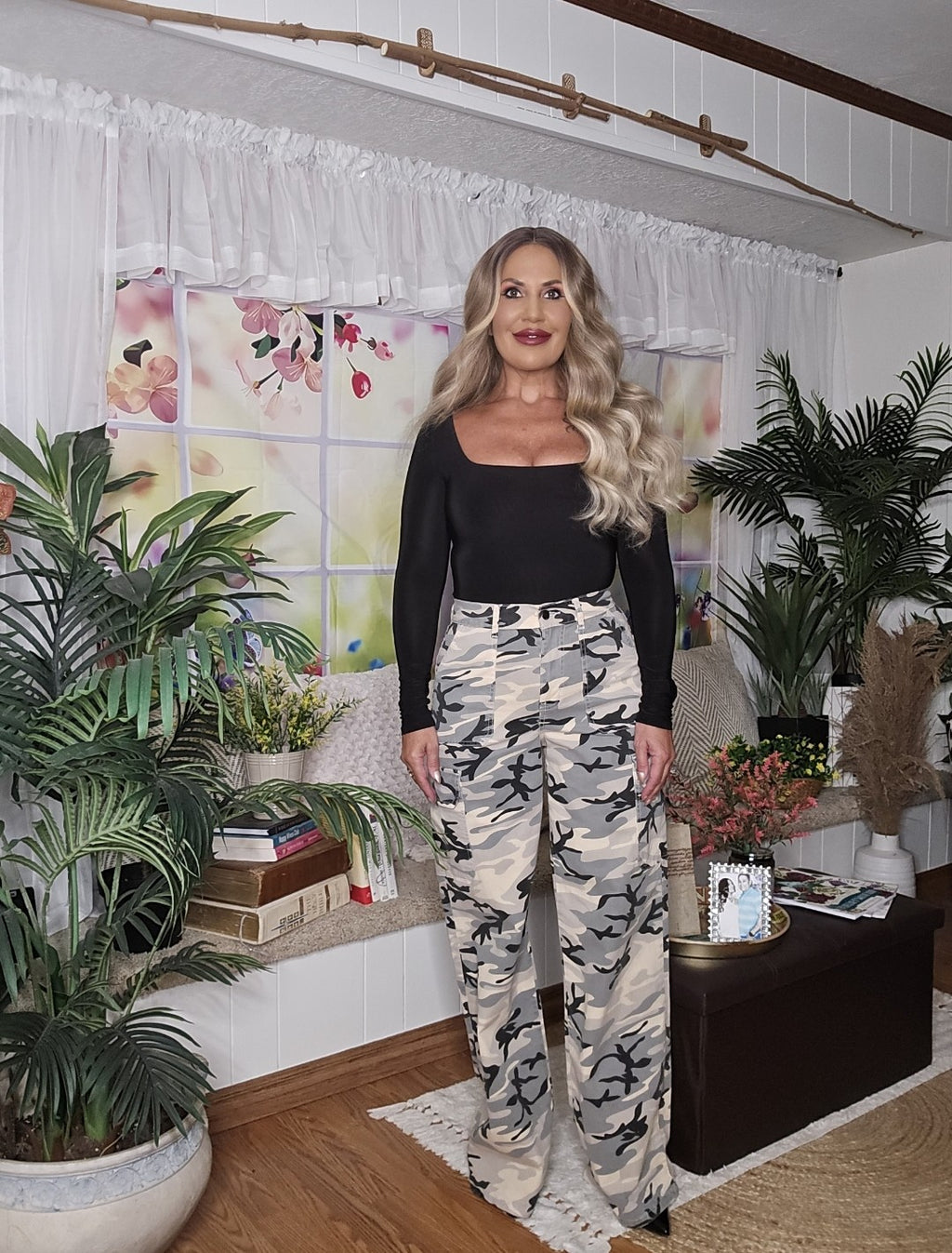 Camouflage Cargo Wide Leg Jeans
