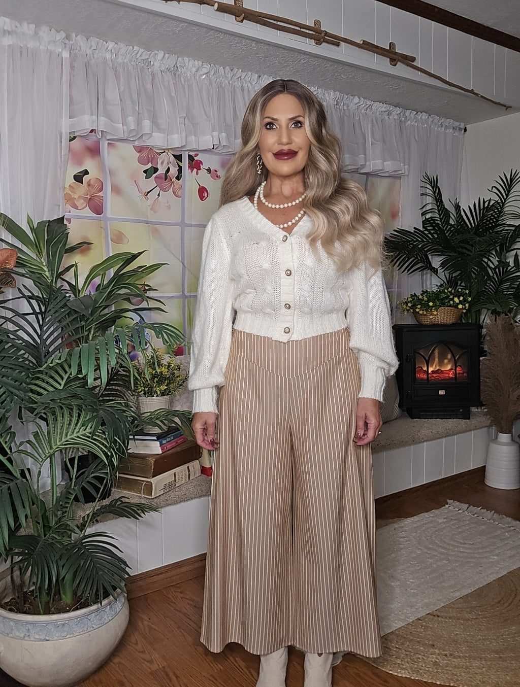 Pin Stripe Wide Leg Pants