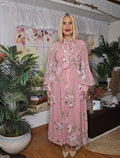 Long Sleeves, Front Tie, Floral Maxi Dress