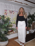 White Denim Full-Length Skirt