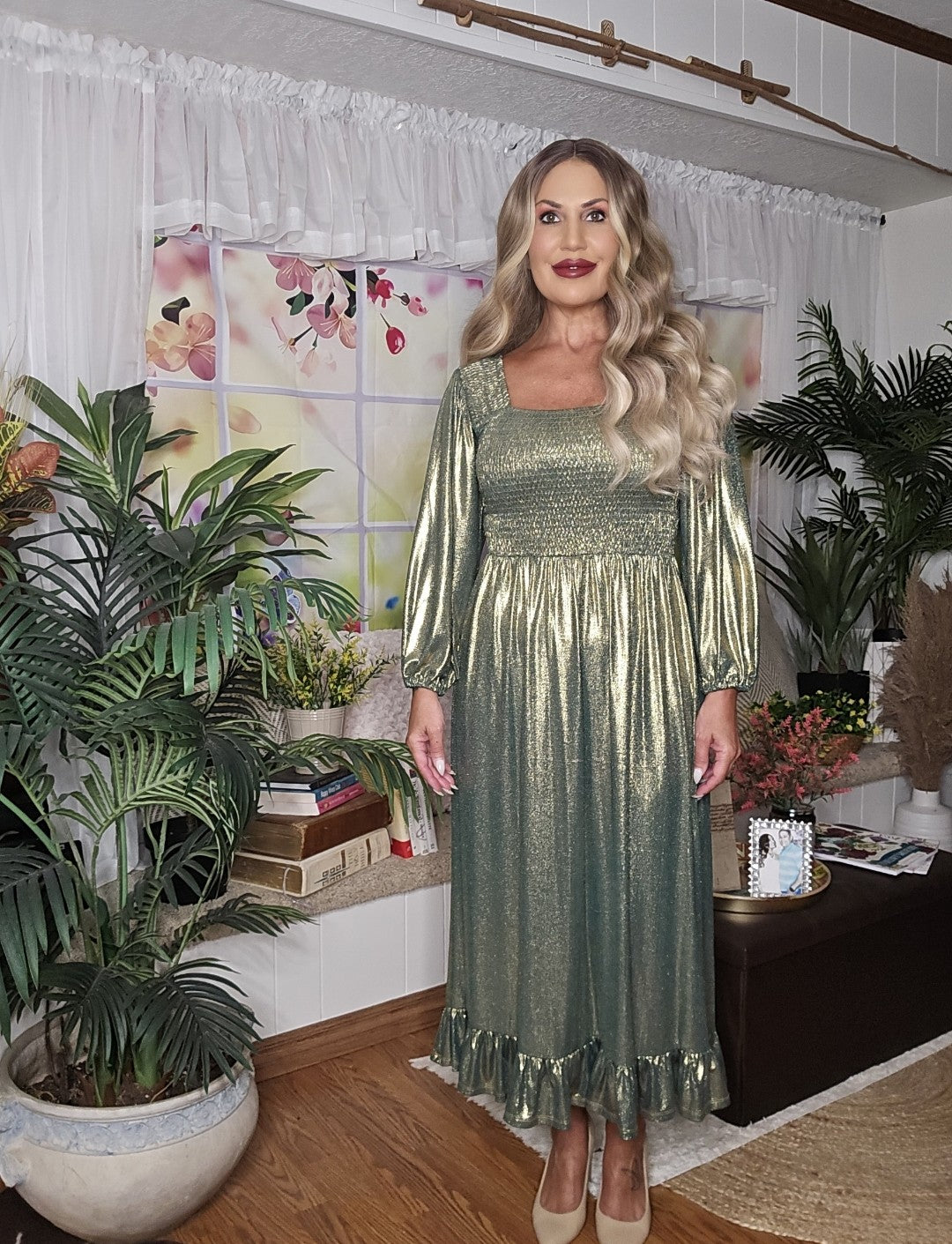 Greenish-Gold Metallic Dress
