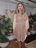 Velvet Dress with Sequin Sleeves Dress
